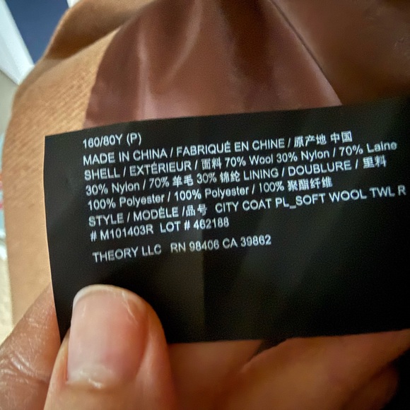 Theory City Coat Wool Blend Haystack Camel P / XS NWOT